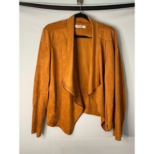DO+BE Women's Brown Faux‎ Suede Waterfall Drape Zipper Jacket Size L